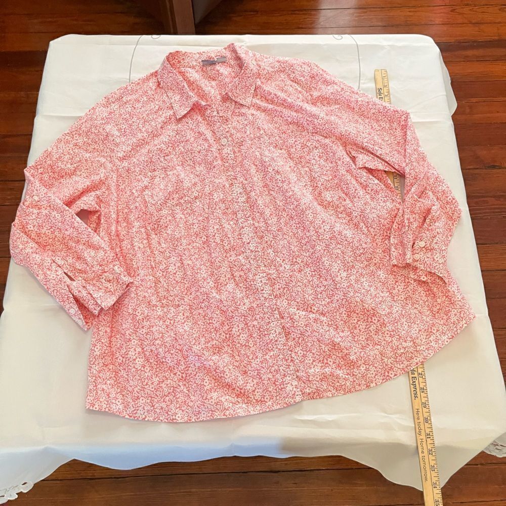 Laura Scott 24-26W Pink Button Down Dress Shirt